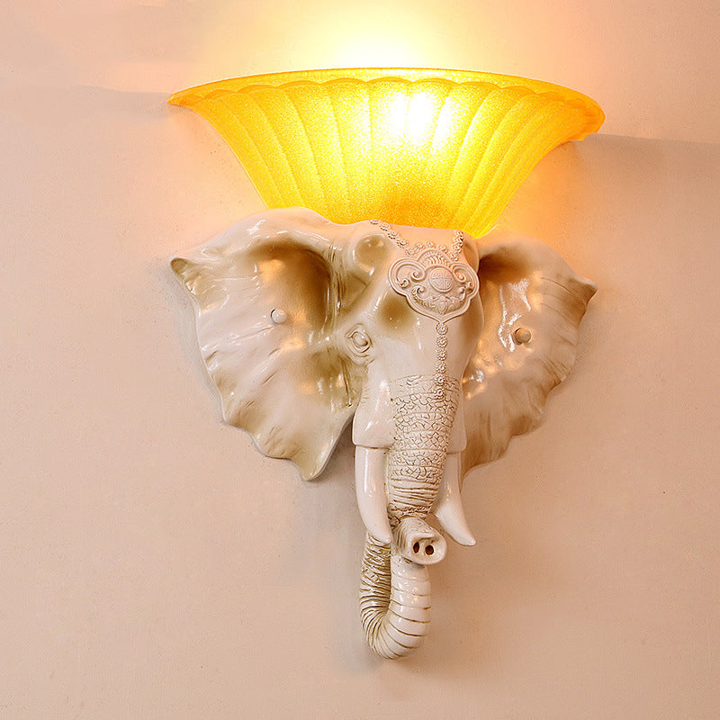 Animal-Inspired Elephant Metal Glass Wall Lamp