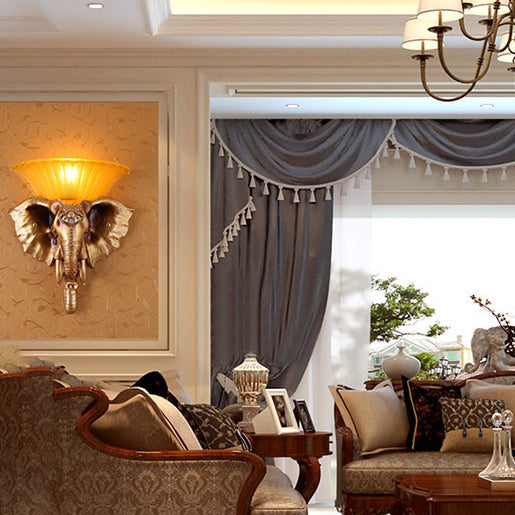 Animal-Inspired Elephant Metal Glass Wall Lamp