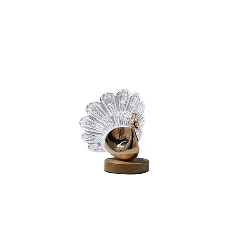 Peacock Style Wooden Metal Table Lamp