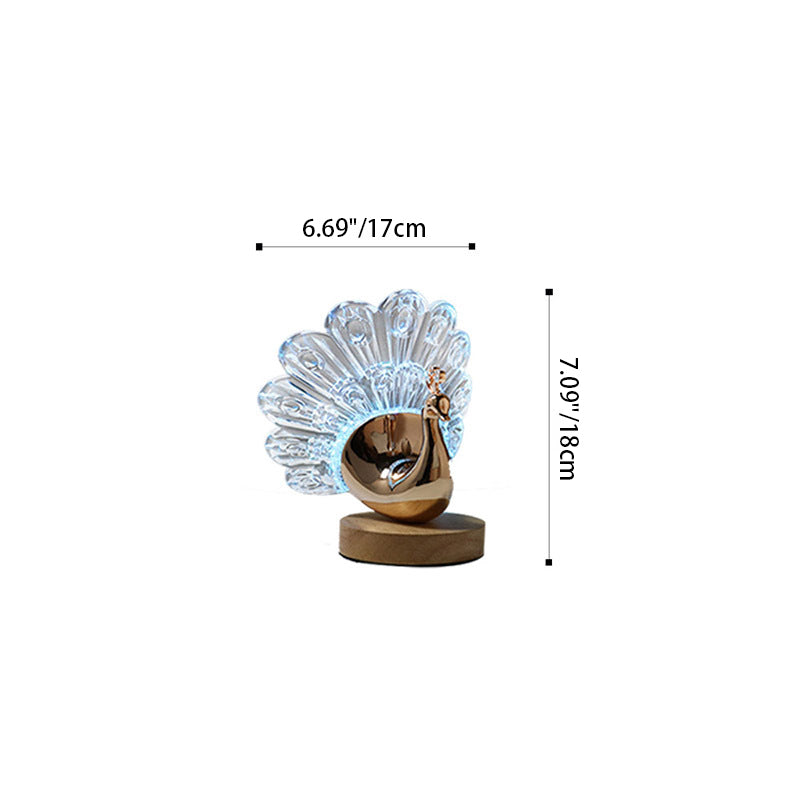 Peacock Style Wooden Metal Table Lamp
