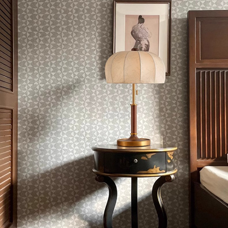 Dome Ash Wood Metal Table Lamp