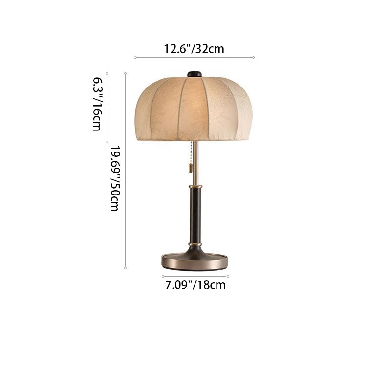 Dome Ash Wood Metal Table Lamp