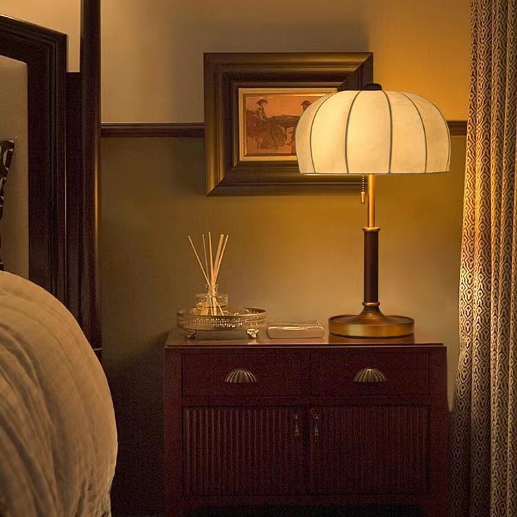 Dome Ash Wood Metal Table Lamp