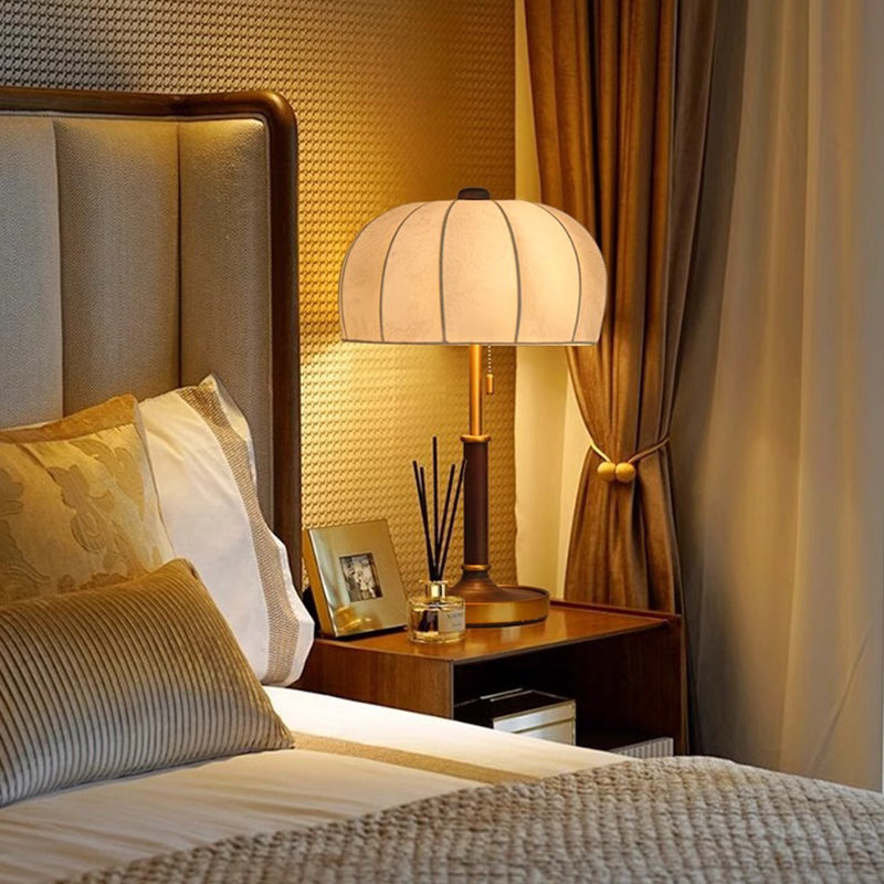 Dome Ash Wood Metal Table Lamp