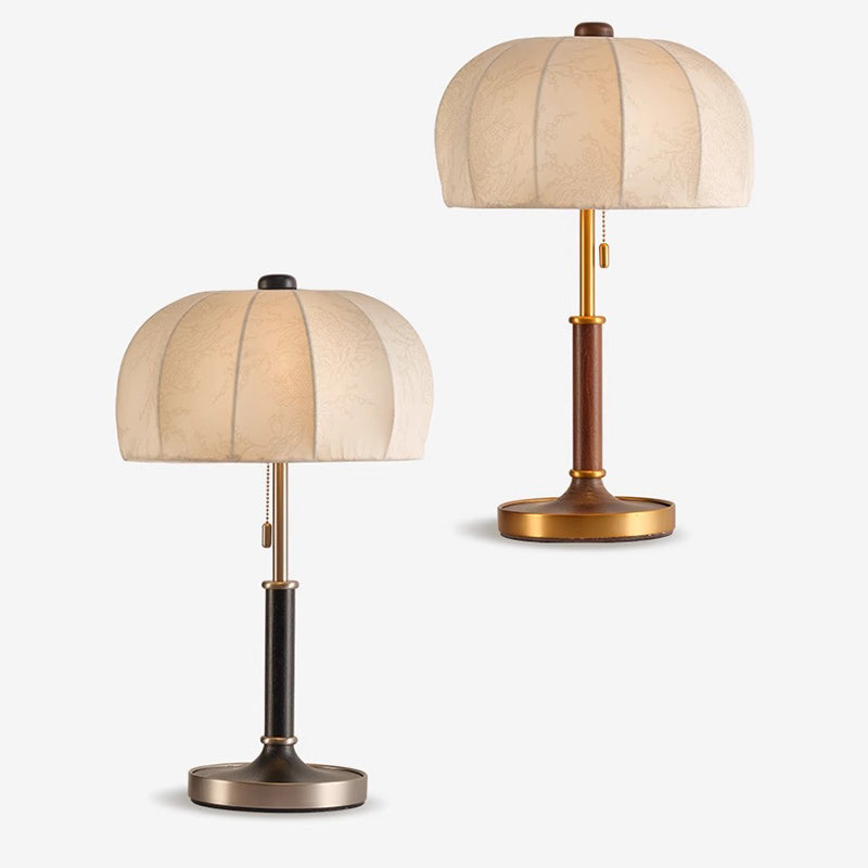 Dome Ash Wood Metal Table Lamp