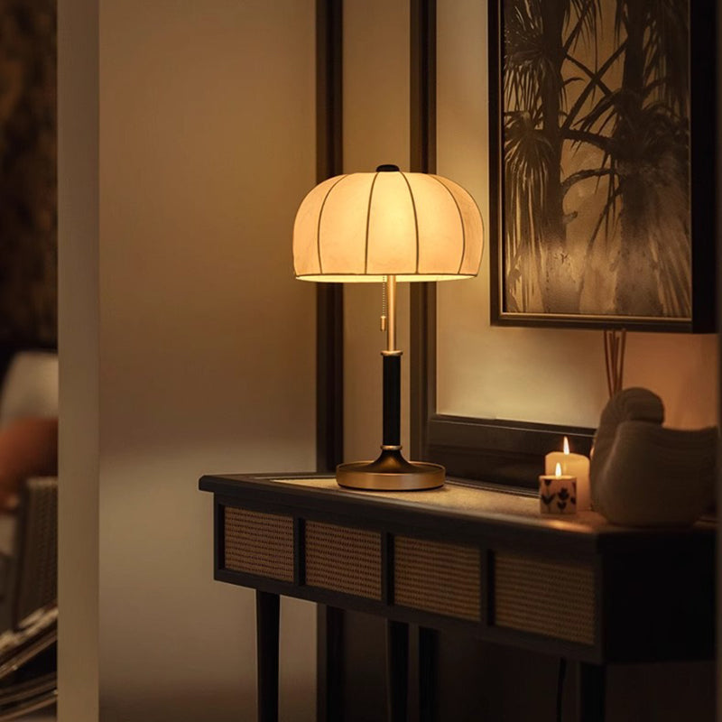 Dome Ash Wood Metal Table Lamp