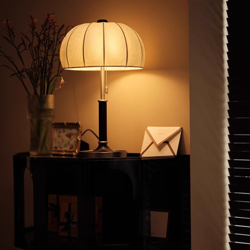 Dome Ash Wood Metal Table Lamp