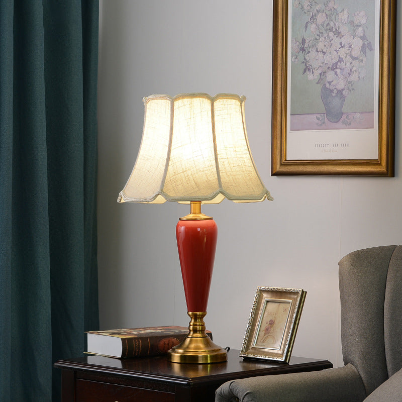 Copper Ceramic Tapered Fabric Table Lamp