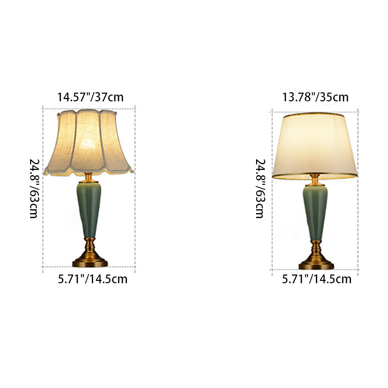 Copper Ceramic Tapered Fabric Table Lamp
