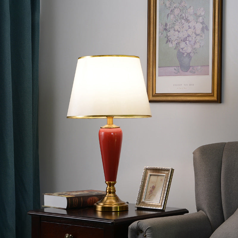 Copper Ceramic Tapered Fabric Table Lamp