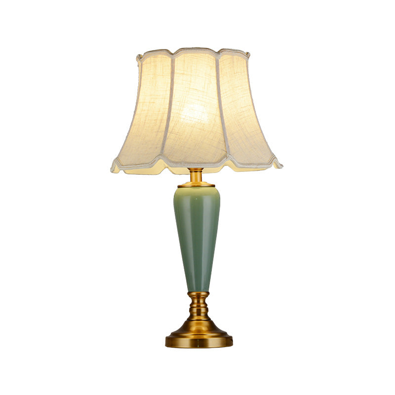 Copper Ceramic Tapered Fabric Table Lamp