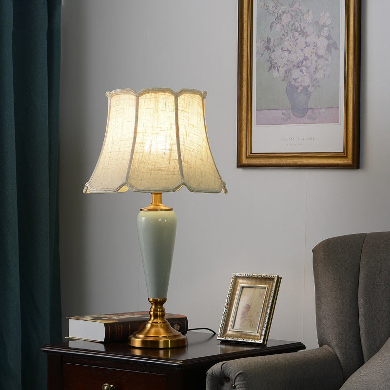 Copper Ceramic Tapered Fabric Table Lamp
