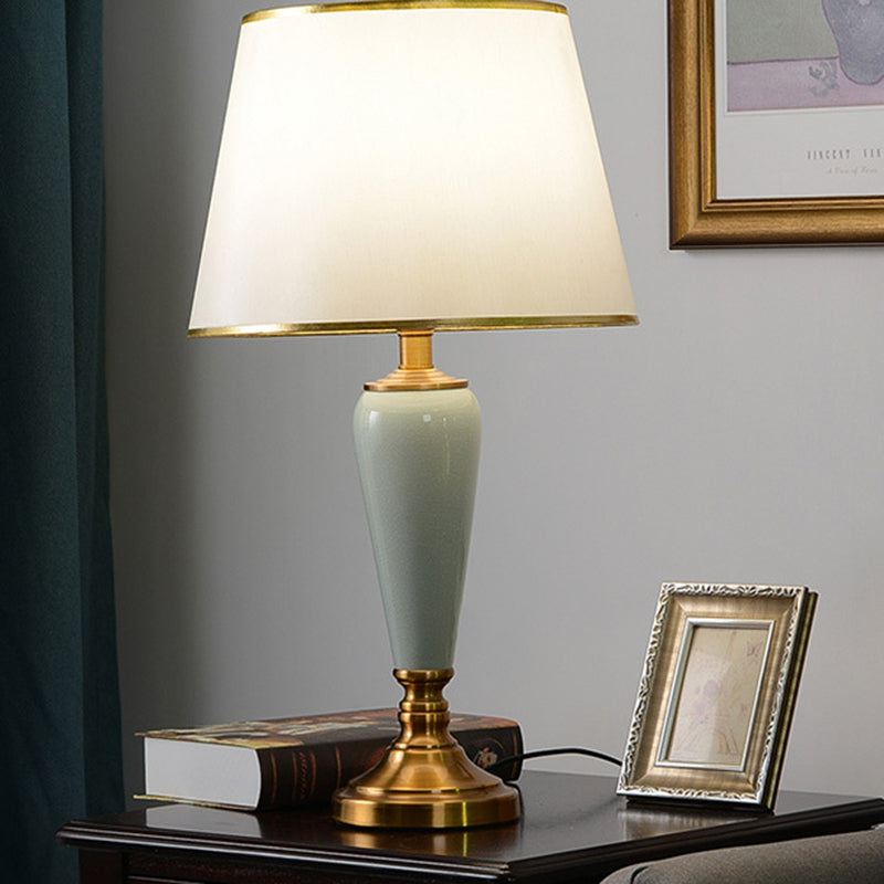 Copper Ceramic Tapered Fabric Table Lamp