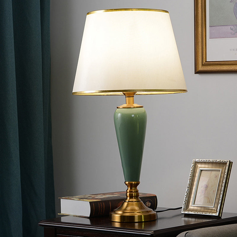 Copper Ceramic Tapered Fabric Table Lamp