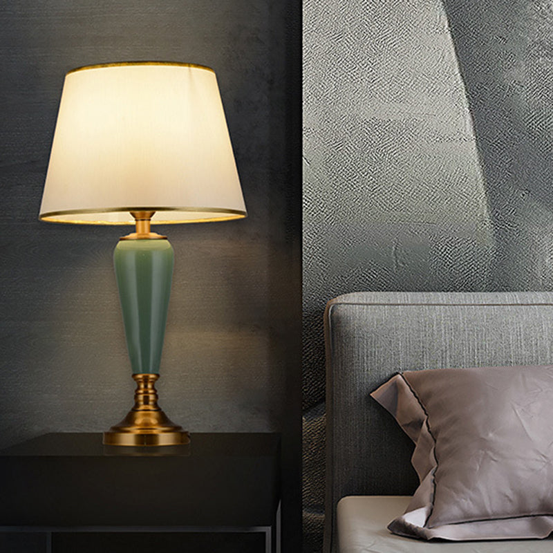 Copper Ceramic Tapered Fabric Table Lamp