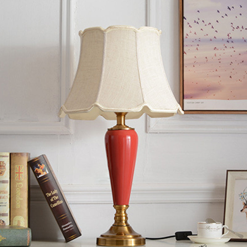 Copper Ceramic Tapered Fabric Table Lamp