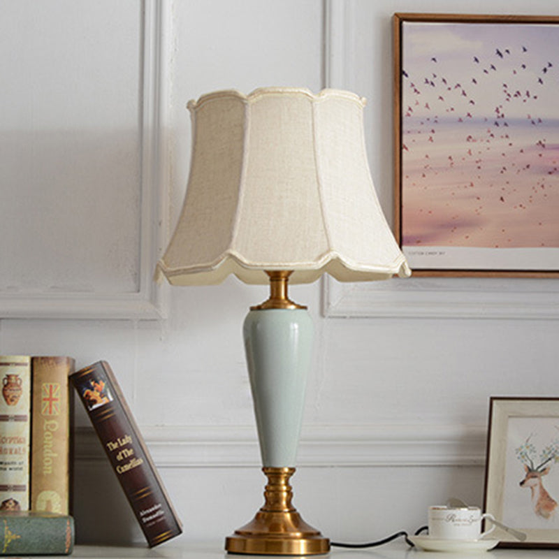 Copper Ceramic Tapered Fabric Table Lamp