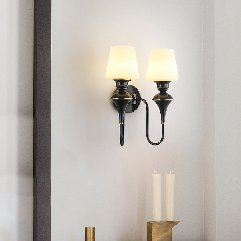 1/2 Copper Glass Tapered Wall Lamp