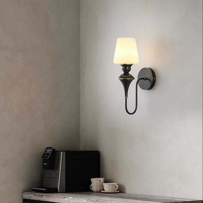 1/2 Copper Glass Tapered Wall Lamp