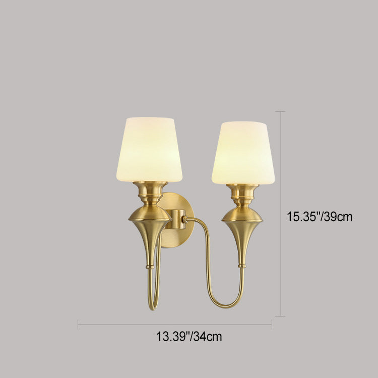 1/2 Copper Glass Tapered Wall Lamp