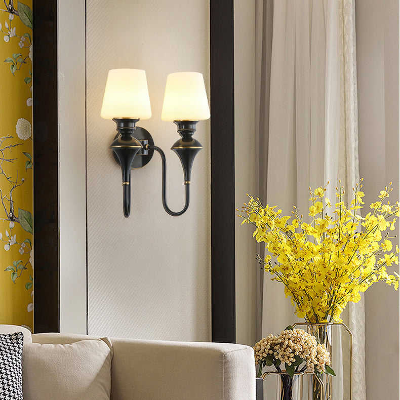 1/2 Copper Glass Tapered Wall Lamp