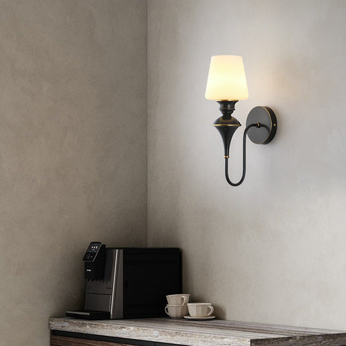 1/2 Copper Glass Tapered Wall Lamp