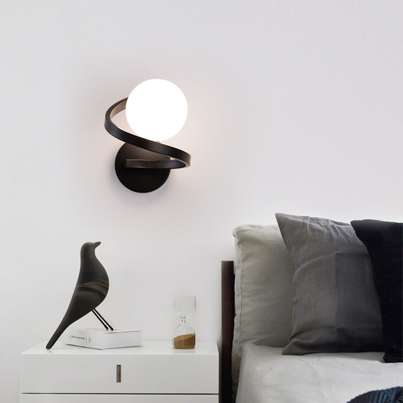 Iron Glass Sphere Bedroom Wall Lamp