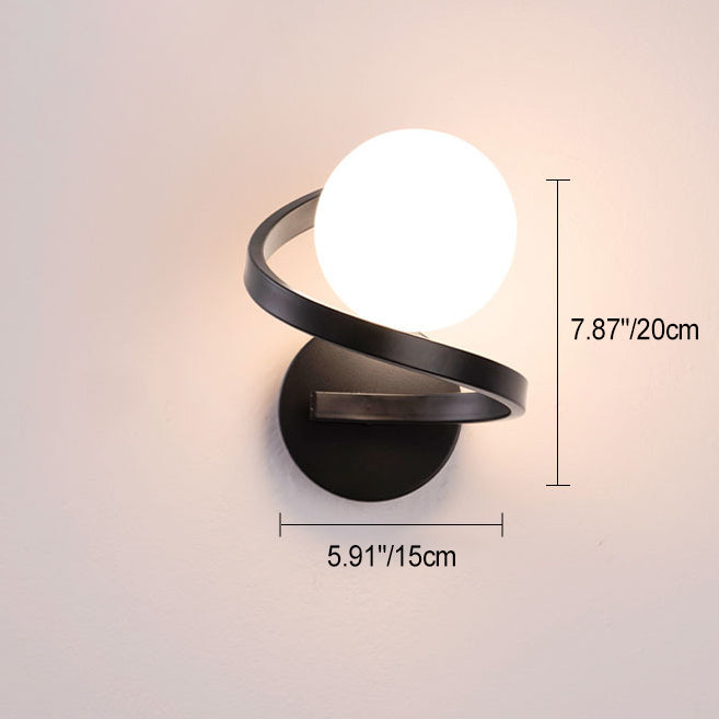 Iron Glass Sphere Bedroom Wall Lamp