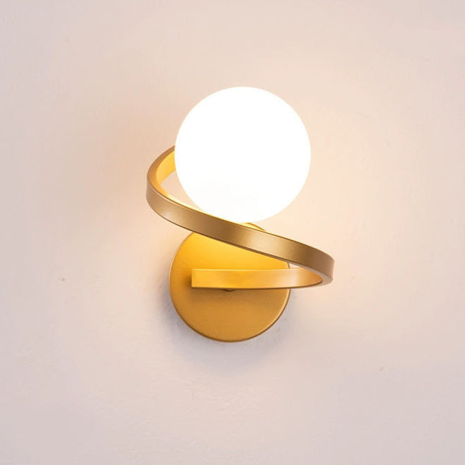 Iron Glass Sphere Bedroom Wall Lamp