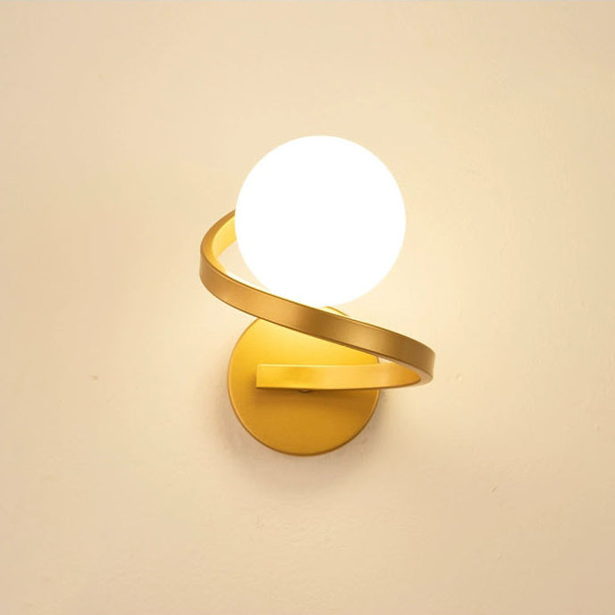 Iron Glass Sphere Bedroom Wall Lamp