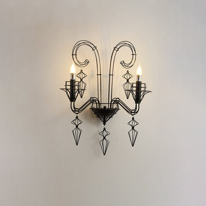 Curved Iron Glass Horn-Inspired Wall Lamp