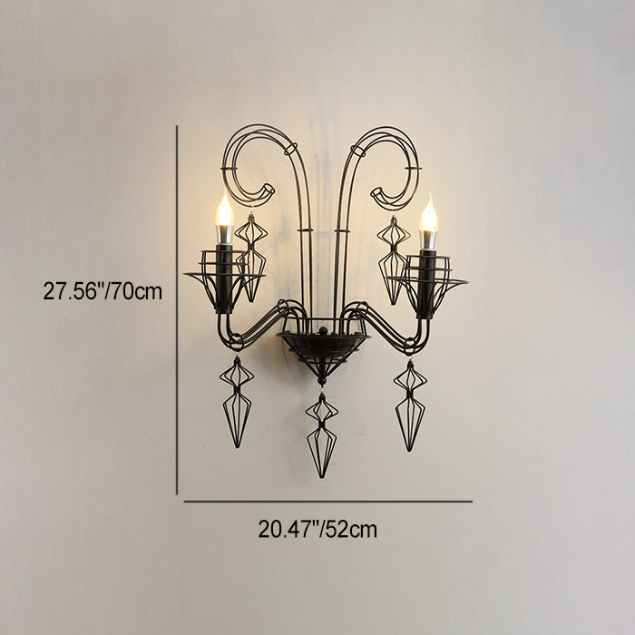 Curved Iron Glass Horn-Inspired Wall Lamp