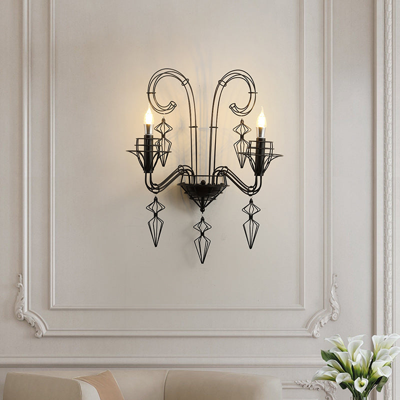 Curved Iron Glass Horn-Inspired Wall Lamp