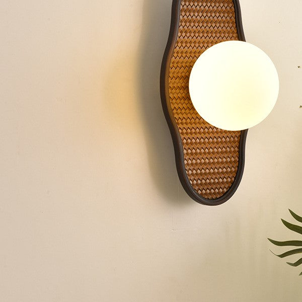 Japanese-Inspired Solid Wood Glass Wall Lamp