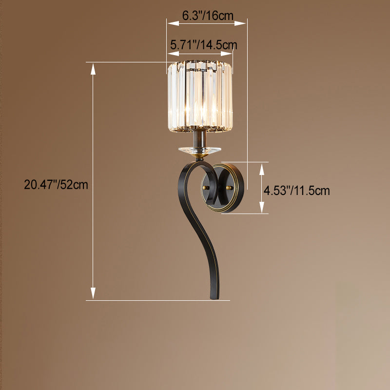 Cylinder Copper Glass Bedroom Wall Lamp