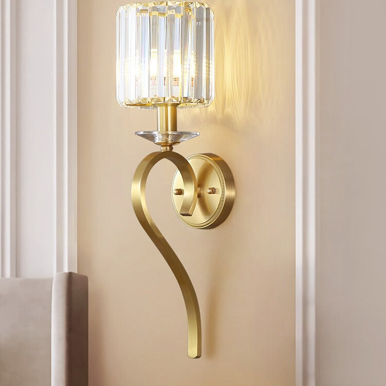 Cylinder Copper Glass Bedroom Wall Lamp