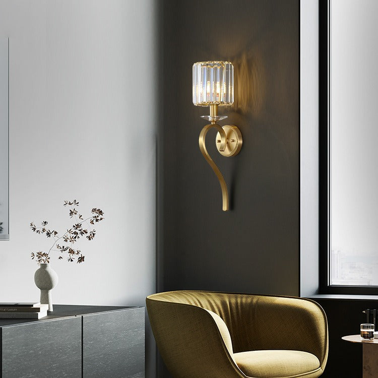 Cylinder Copper Glass Bedroom Wall Lamp