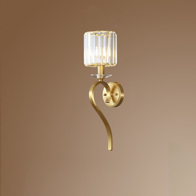 Cylinder Copper Glass Bedroom Wall Lamp