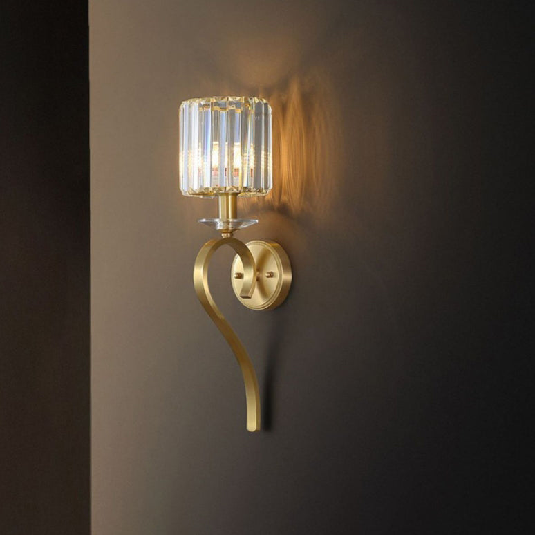 Cylinder Copper Glass Bedroom Wall Lamp