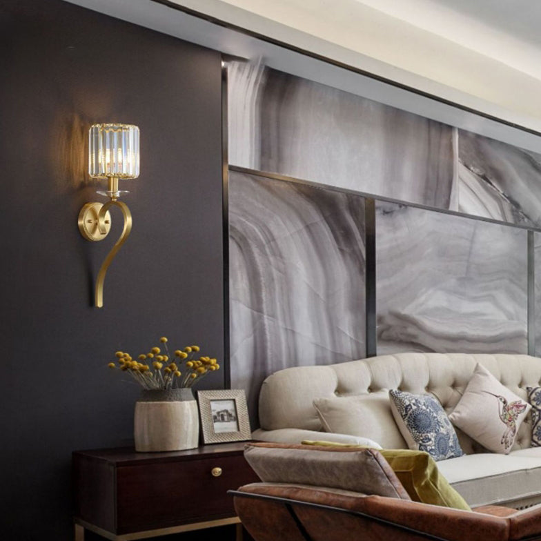Cylinder Copper Glass Bedroom Wall Lamp