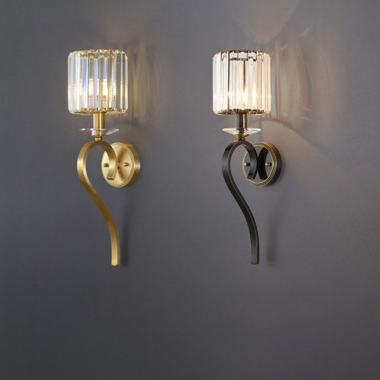 Cylinder Copper Glass Bedroom Wall Lamp