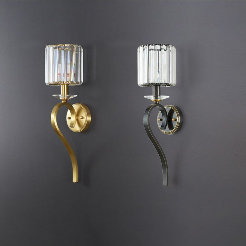 Cylinder Copper Glass Bedroom Wall Lamp