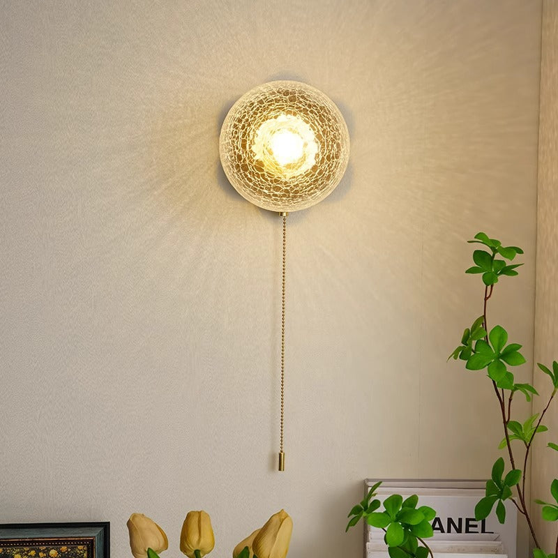 Floral Ash Wood Glass Wall Lamp