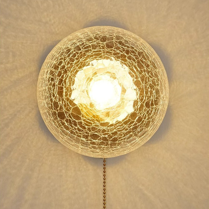 Floral Ash Wood Glass Wall Lamp