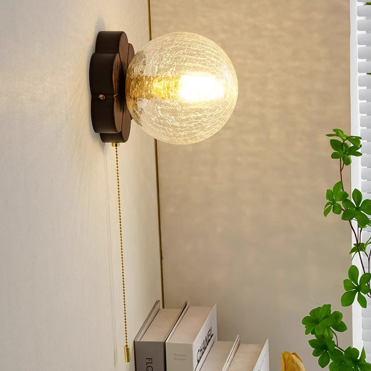 Floral Ash Wood Glass Wall Lamp