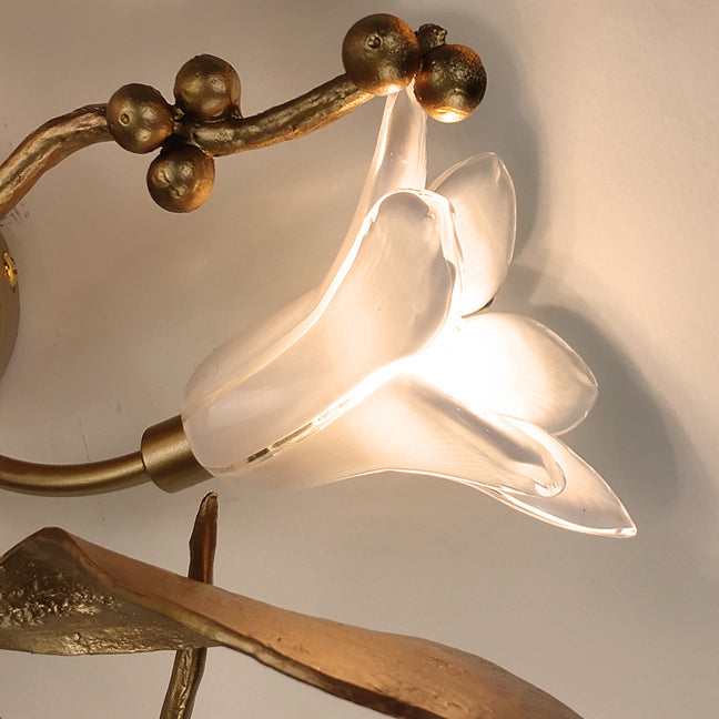 Flower Copper Crystal Living 6-Light Wall Lamp