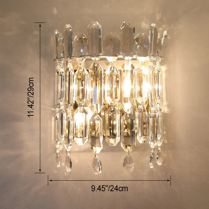 Metal Crystal Water Drop 2-Light Wall Lamp