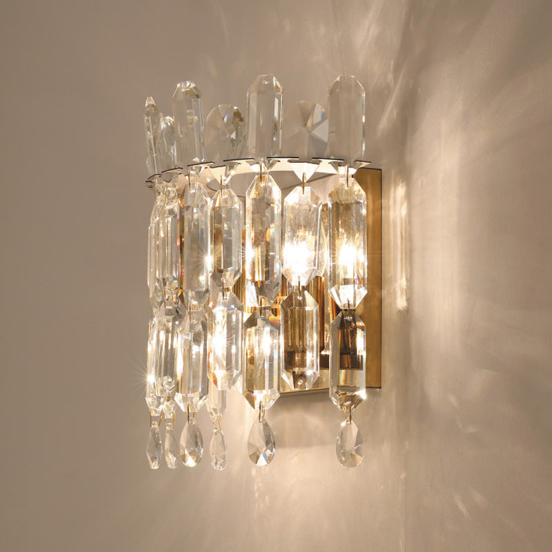 Metal Crystal Water Drop 2-Light Wall Lamp