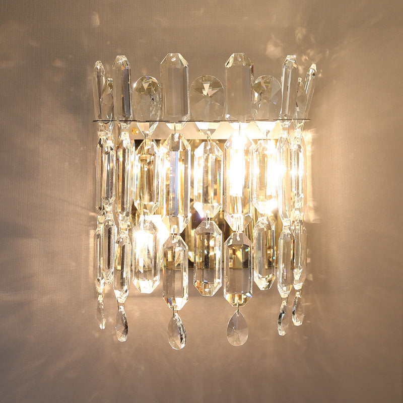 Metal Crystal Water Drop 2-Light Wall Lamp