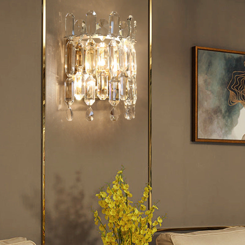 Metal Crystal Water Drop 2-Light Wall Lamp
